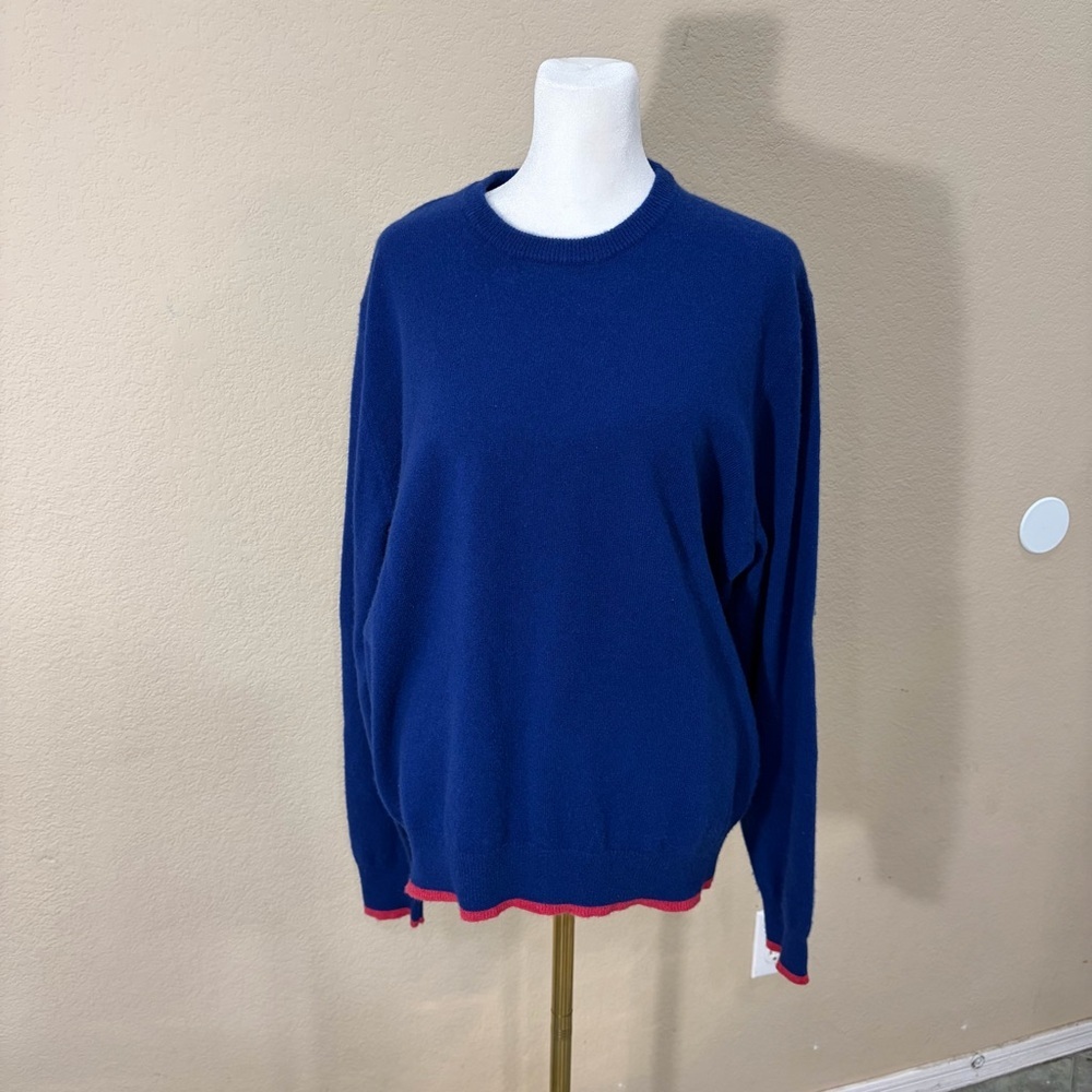 Barneys Newyork Men's Blue 100% Cashmere Crewneck Pullover Sweater Sz XL Luxury